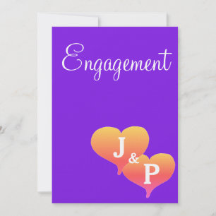 Verlobung der Sunset Hearts Violet Monogram Einladung