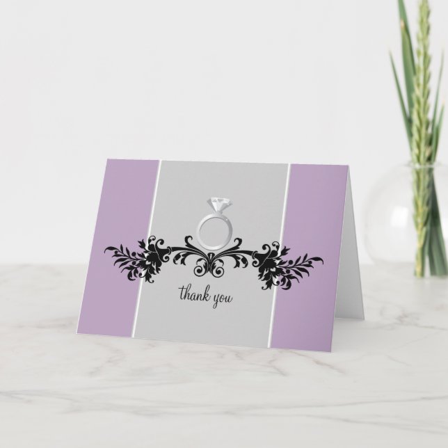 Verlobung-Dusche Danke, Karten {Lila} (Vorderseite)