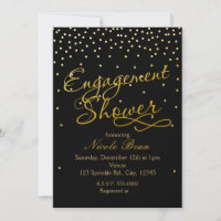 Verlobung Dusche Schwarz & Gold Foil Dot Einladung