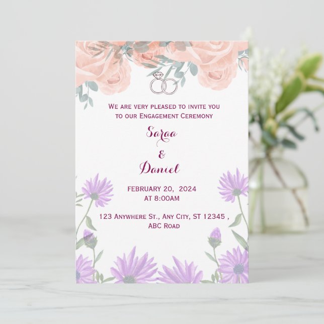 Verlobung Einladung (Stehend Vorderseite)