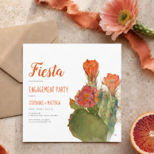 Verlobung Fiesta Cactus Watercolor Floral Script