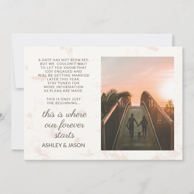 Verlobung Foto Ankündigung Unser ewig beginnt (Vorderseite)