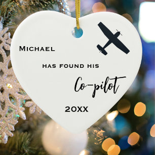 Verlobung Foto fand sein Co-Pilot-Flugzeug Keramik Ornament