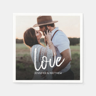 Verlobung Foto Liebe Typografie Serviette