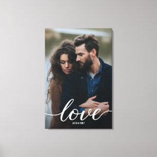 Verlobung Foto mit Namen Portrait Liebe Script Leinwanddruck