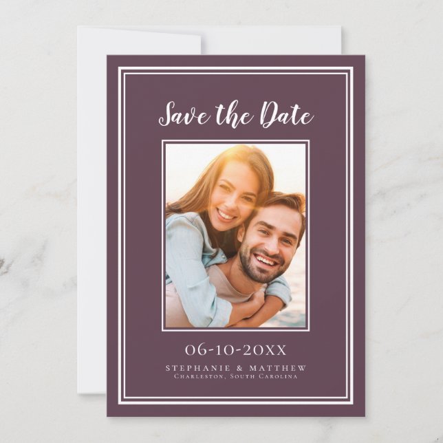 Verlobung Foto Moderne Lila Hochzeiten Save The Date (Vorderseite)