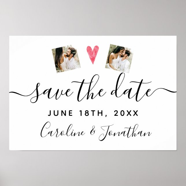 Verlobung Foto Prop-Sign für Save the Date Poster (Vorne)