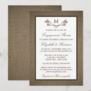 Verlobung für die Rustikale Monogram-Branchenstütz Einladung