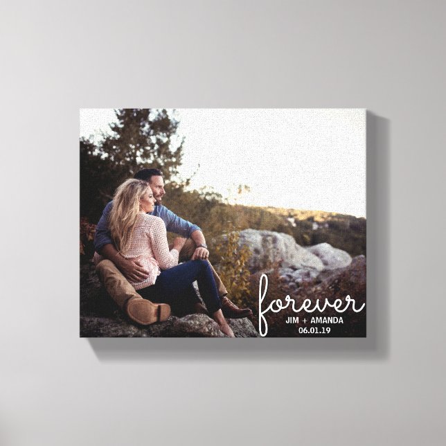 Verlobung für Forever Names Hochzeitdatum Leinwanddruck (Vorderseite)