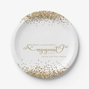 Verlobung für Golden Glitzer Heart Script-Namen da Pappteller