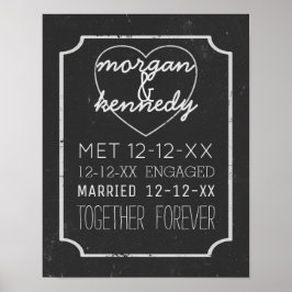 Verlobung für Hochzeitgedächtnisse schwarz und wei Poster