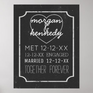 Verlobung für Hochzeitgedächtnisse schwarz und wei Poster