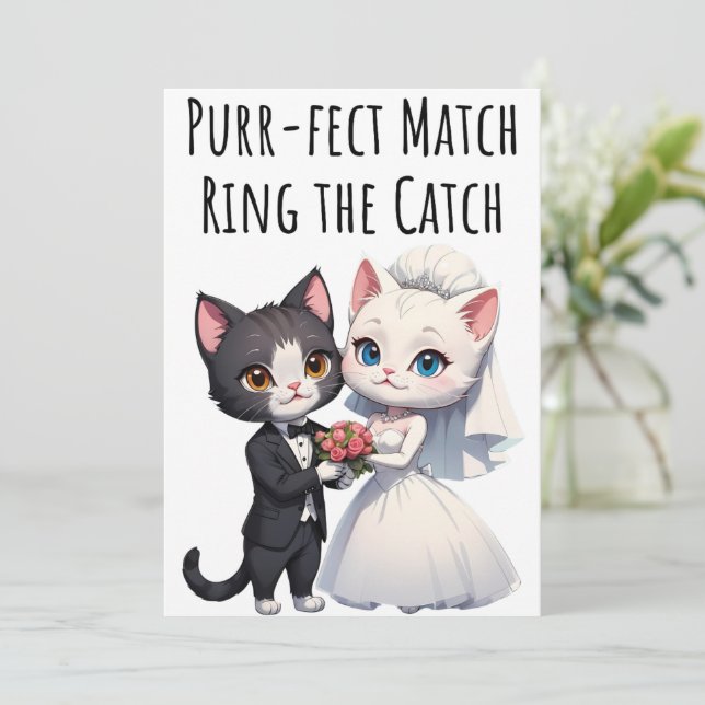 Verlobung Glückwünsche Cat Lovers Card Einladung (Stehend Vorderseite)