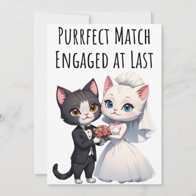 Verlobung Glückwünsche Cat Lovers Card Einladung (Vorderseite)