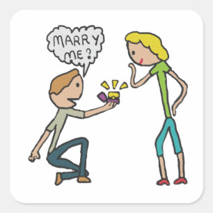 Verlobung heiraten mich Vorschlag Quadratischer Aufkleber