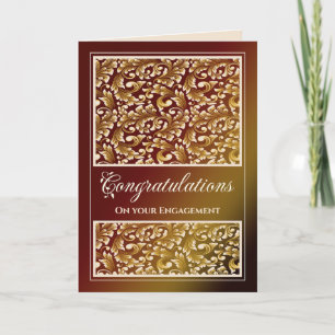 Verlobung Herzlichen Glückwunsch Damask Brown Card Dankeskarte