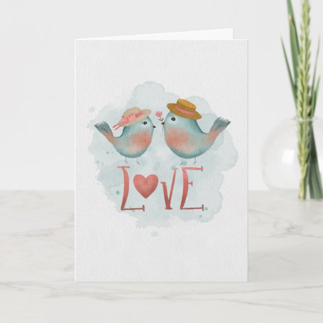 Verlobung Herzlichen Glückwunsch Watercolor LOVE B Karte (Vorderseite)
