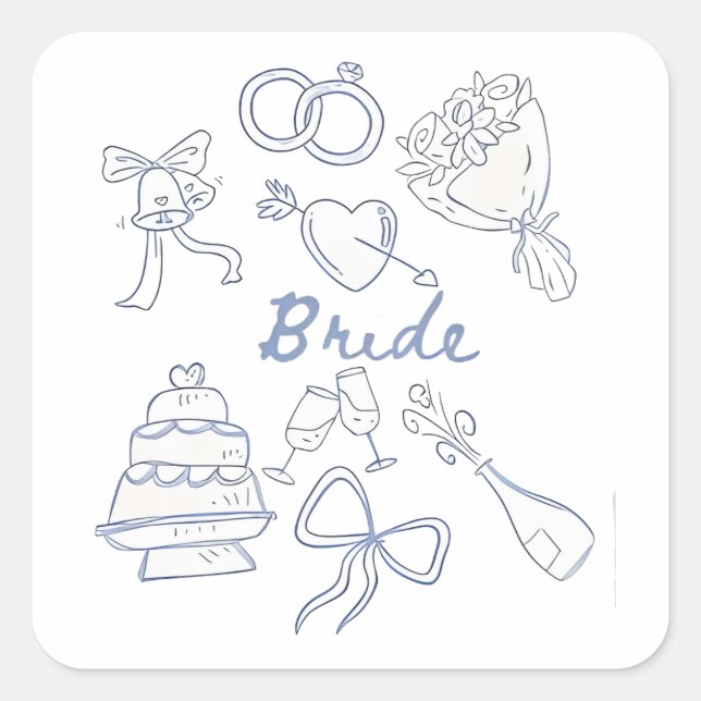 Verlobung Hochzeit Paare Ehefrau Quadratischer Aufkleber (Vorderseite)