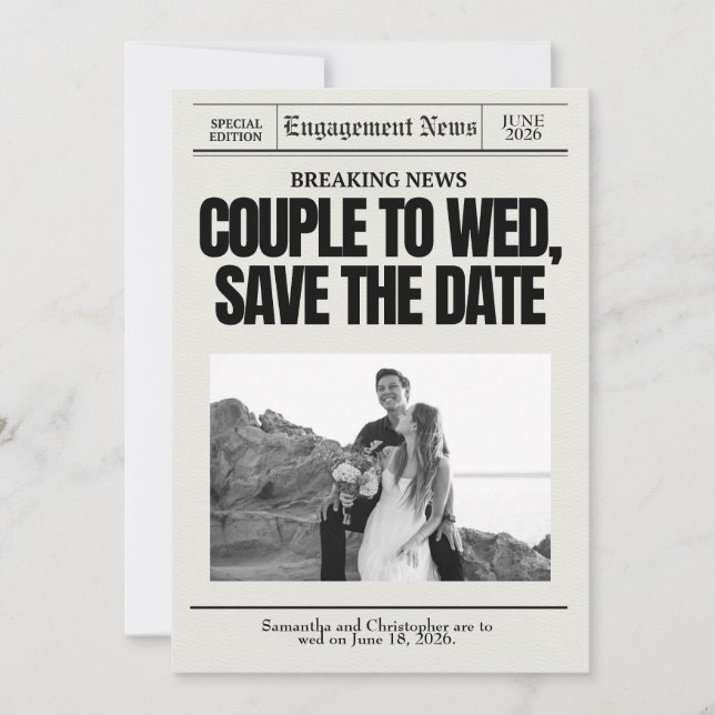 Verlobung Hochzeit Speichern Sie das Datum Breakin Save The Date (Vorderseite)