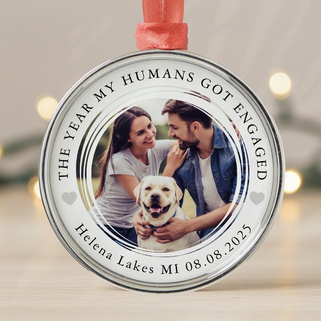 Verlobung Hund Menschen Foto Keepake Ornament Aus Metall (Von Creator hochgeladen)