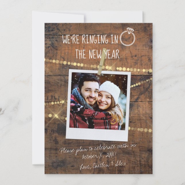 Verlobung im Neujahr Save the Date (Vorderseite)