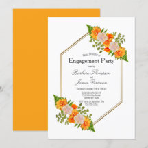 Verlobung Orange Floral Gold Frame