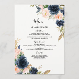 Verlobung Quinceanera für Hochzeiten von Navy & Bl Menükarte