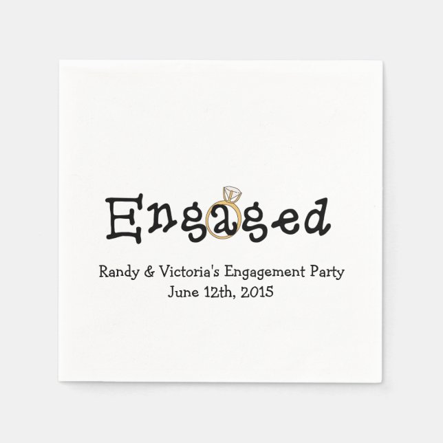 Verlobung Ring Engagement Party Papier Napkins Serviette (Vorderseite)