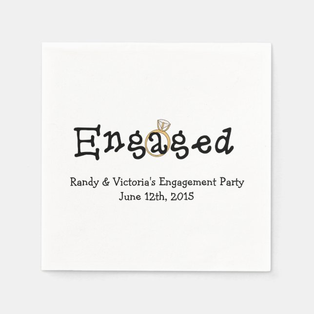 Verlobung Ring Engagement Party Papier Napkins Serviette (Vorderseite)