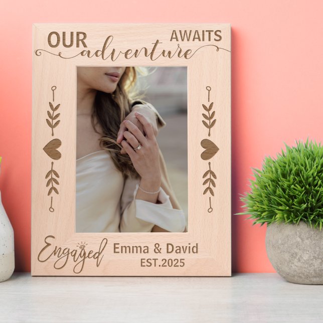 Verlobung Ring Wedding Boho Adventurous Couple Geätzte Rahmen (Engagement engaged she said yes first christmas home decor keepsake fun love calligraphy memories  )