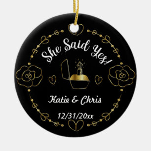 Verlobung Ring Weihnachten, Personalisierter Name, Keramik Ornament