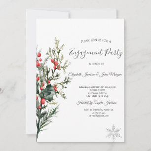 Verlobung Watercolor Holly Berry Greenery Einladung
