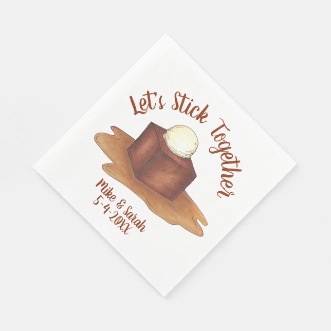 Verlobung Wedding Party Sticky Toffee Pudding Serviette (Ecke)