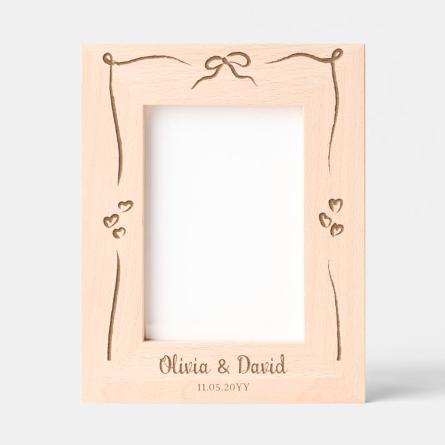 Verlobung Wedding personalisiert Ribbon Keepake Geätzte Rahmen (Vorderseite)