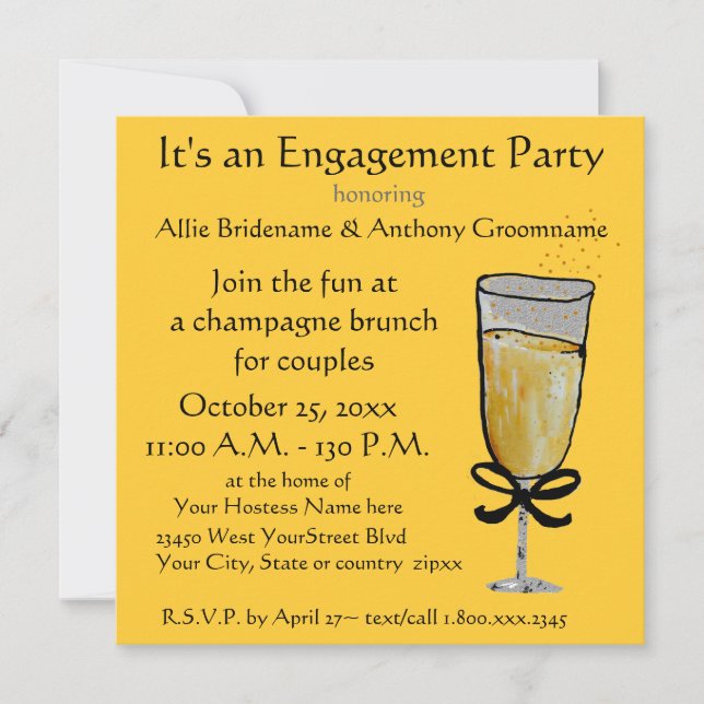 Verlobungs-Party-Champagne-Toast Einladung (Vorderseite)