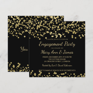 Verlobungs-Party-Goldfolien-BlickConfetti Einladung