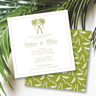 Verlobungsfeier mit Monogramm der verknoteten Palm Einladung