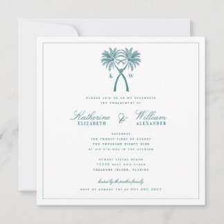 Verlobungsfeier mit Monogramm der verknoteten Palm Einladung
