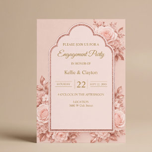 Verlobungsfeier Rose Gold Floral Einladung