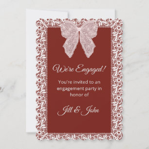 Verlobungskarte Hochzeit Elegant Burgunder Schleif Einladung