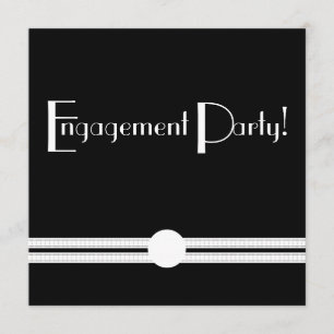 Verlobungsparty Art Deco Schwarz-Weiß individuell Einladung