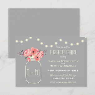 Verlobungsparty Blume und Mason Jar Einladung