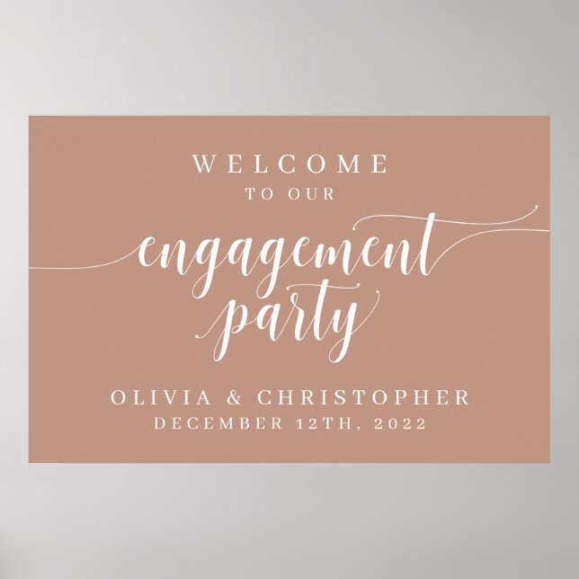 Verlobungsparty Willkommensplakat Champagner Poster (Vorne)