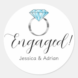 Verlobungsring mit Blauem Diamant in Silber indivi Runder Aufkleber