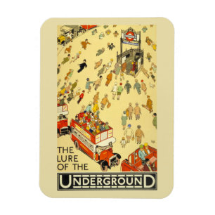 Verlockung des Untergrunds London Vintage Plakat Magnet