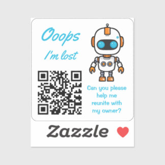 Verloren Artikel Rückgabe QR Handy Bot Blau Text Aufkleber
