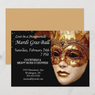 Verloren auf einem Maskenball Mardi Gras Party Einladung