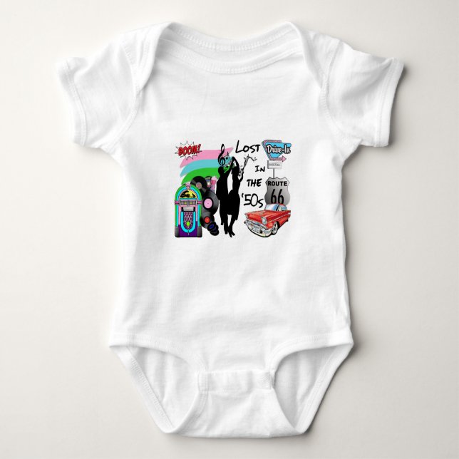 Verloren im 50er Retro coolen Entwurf Baby Strampler (Vorderseite)