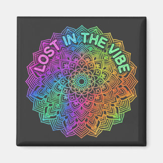 Verloren im Vibe Regenbogen Neon Mandala Grafik Magnet