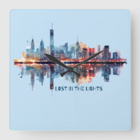 Verloren in den Lichtern - Aquarell-Stadt-Skyline